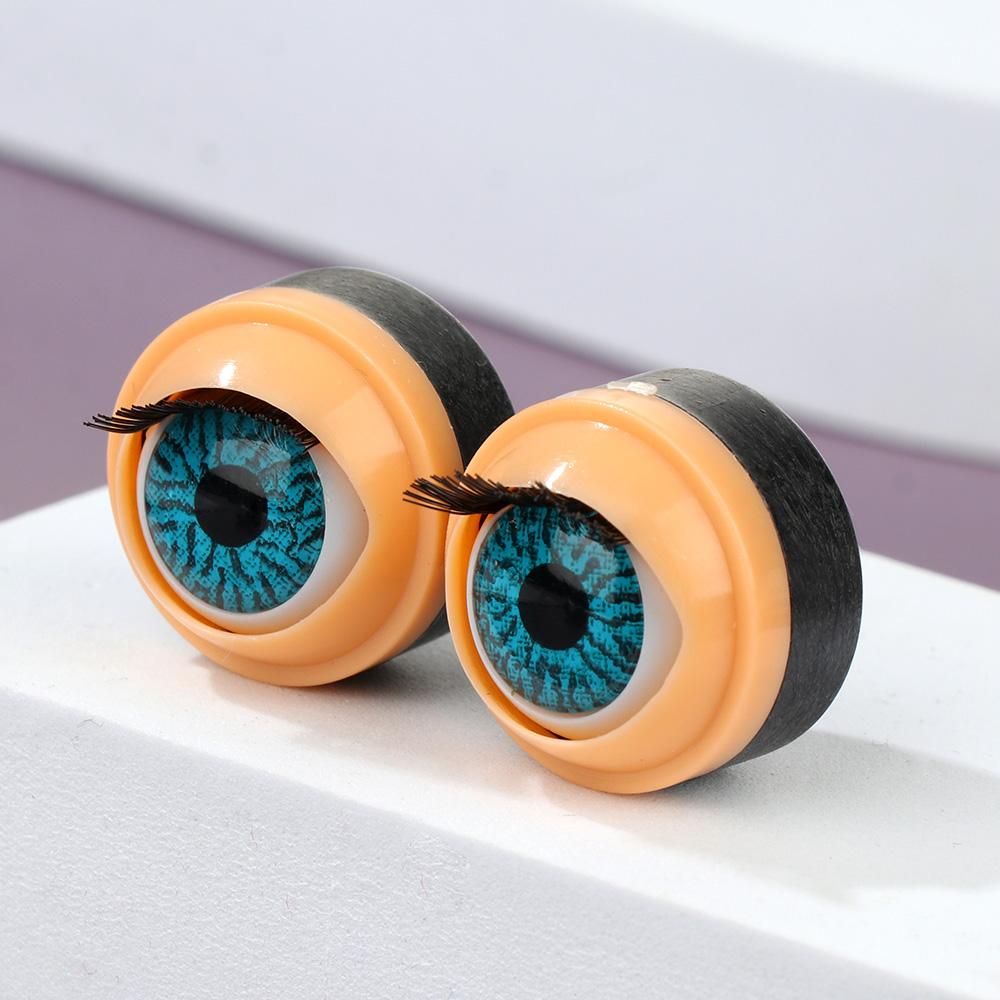 1Pair Doll Activity Eyes Doll Eye Accessories with Eyelashes Doll Rolling Eyeballs Simulation Active Eyeball DIY Doll Eyes