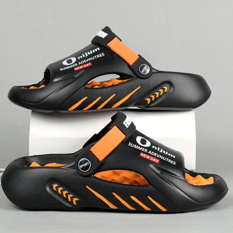 New Slippers for Men, Summer Thick Soled Comfortable Sandals, Outdoor Beach Anti Slip Casual Shoes, Plus Size Sports Sandals