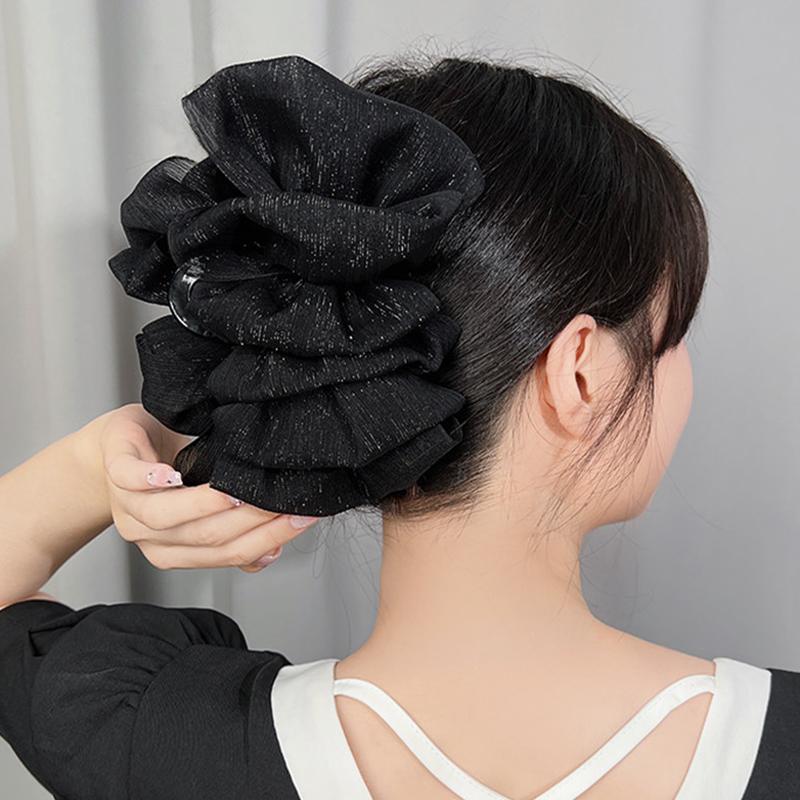 Schwarze Netzblume Haarspange Damen Haifisch Pferdeschwanz Clip Kopfschmuck Temperament Blume Haarklammer Kopfbedeckung