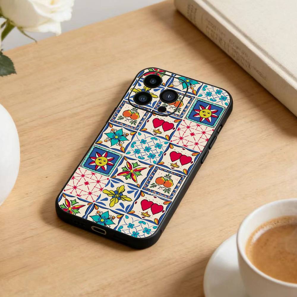 Collage  Phone Case For iPhone 16,15,14,13,12,17,Pro Max,Plus Silicone Black Case