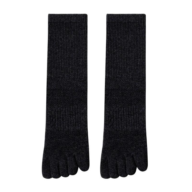 Solid Color Five-Finger Socks Men'S Pure Cotton Boneless Medium Tube Socks Breathable, Sweat-Absorbing, Deodorant And Antibacterial Cotton Split-Toe