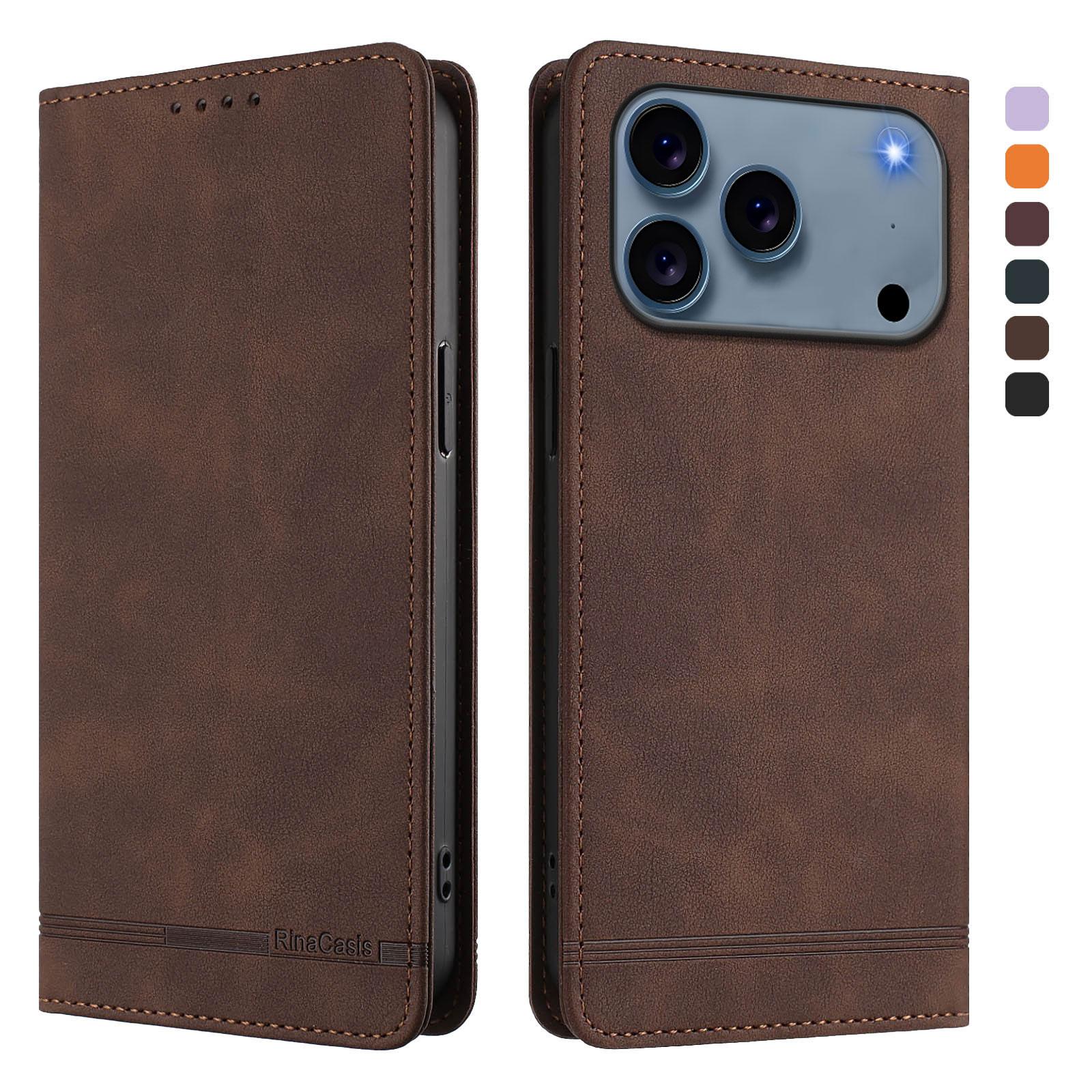 

For iPhone 17 Pro Case RINACASIS RC23 RFID Blocking Wallet Stand PU Leather Phone Cover