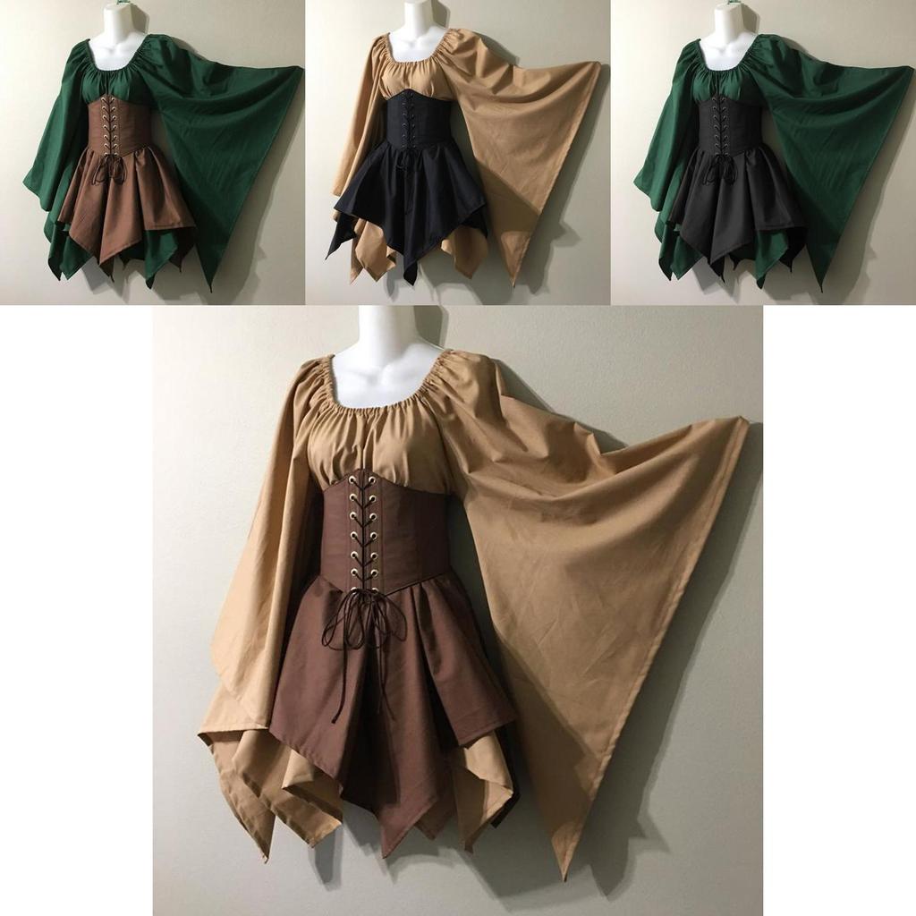 Bezauberndes Mittelalterliches Damen Waldelfen Feenkleid Korsett Set Für Halloween Magie