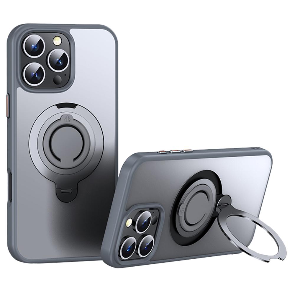 For iPhone 16 Pro Case Compatible with MagSafe Kickstand Matte PC+TPU Phone Cover with Silicone Ring