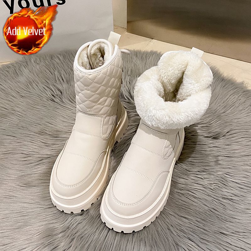 

Модные водонепроницаемые кожаные ботинки на шнуровке на массивной подошве для женщин, зимние ботинки с флисовой подкладкой, женская обувь с подкладкой, нескользящие, модные ботильоны 2025 39