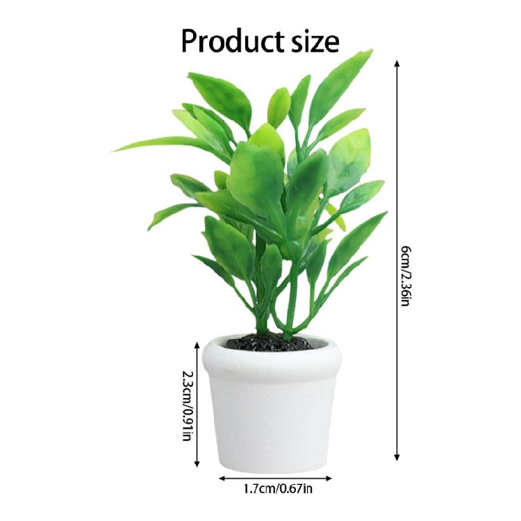 Green Potted Tree Artificial Foliage Miniature For Miniature Dollhouses Decorative Setup Photo Props