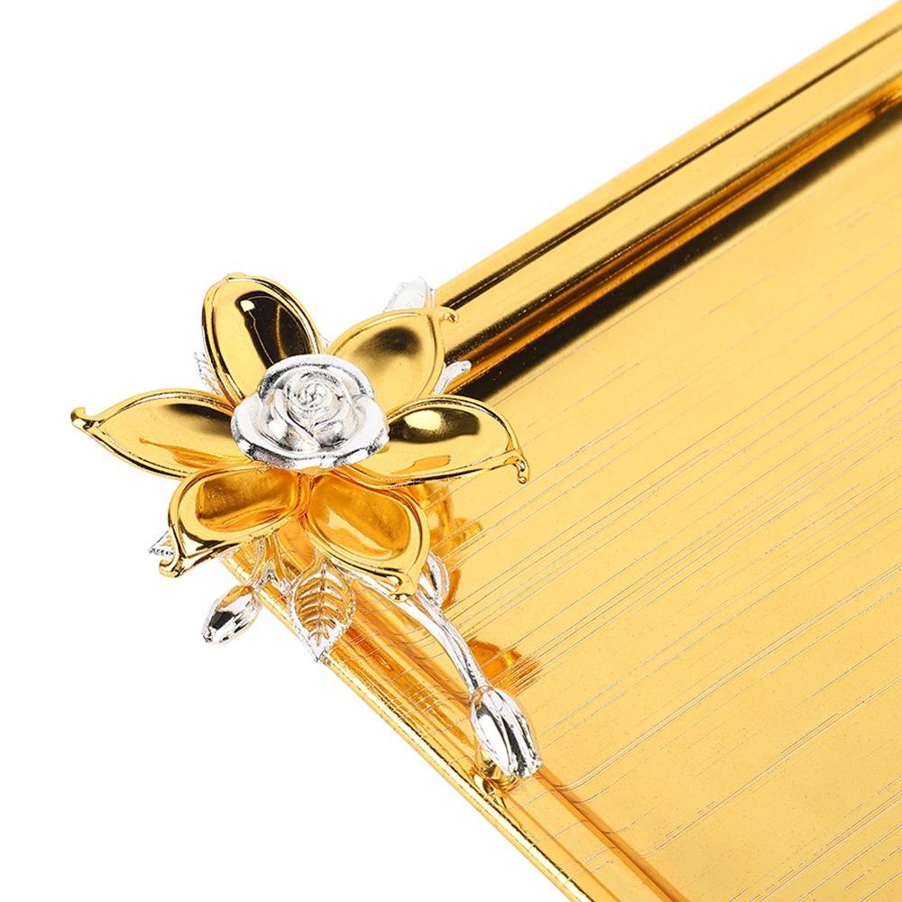 2pcs European Table Serving Tray Light Luxury Gold Serving Tray Metal Serving Tray For Hotel