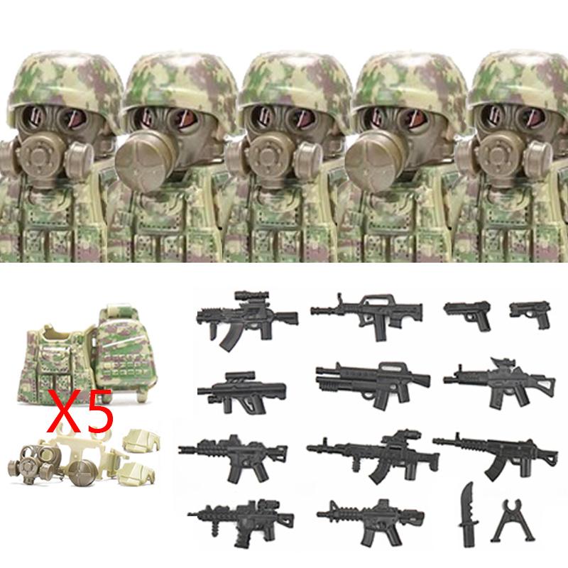 Militär Spezialkräfte Serie Bausteine Stadt Polizei Kommando SWAT Armee Soldat Figur Gasmaske Waffen Steine Spielzeug