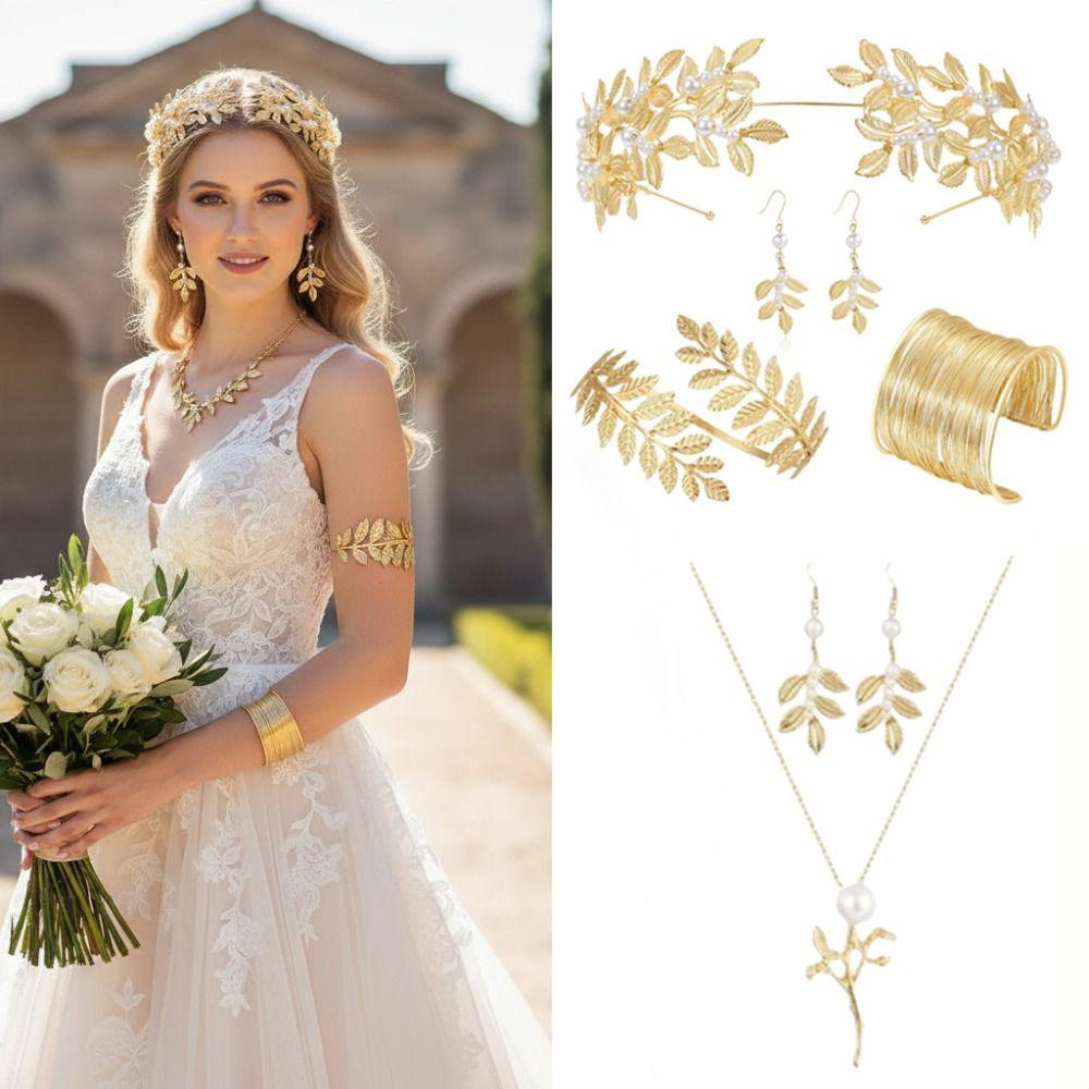 Bridal Earrings Greek Goddess Hair Jewelry Baroque Rhinestone Jewelry Set  Party Dress Up