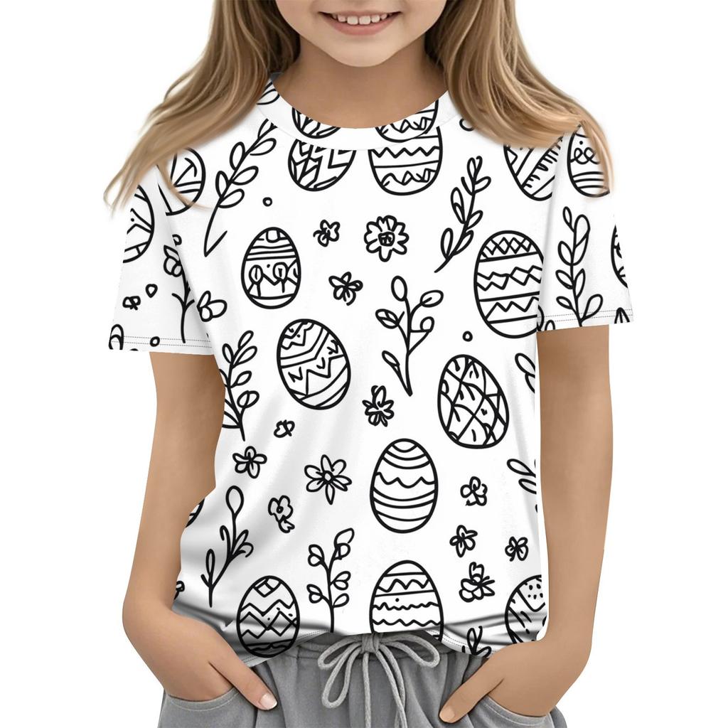 Dětská móda Ležérní tričko s krátkým rukávem s velikonočním potiskem a kulatým výstřihem