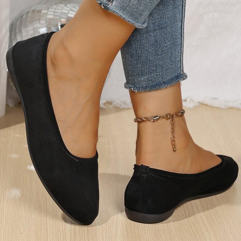 Fashion Concise Black Lightweight Flats Shoes Women Spring Autumn Soft Faux Suede Flat Shoes Woman Shallow Slip On Causal Shoes Female