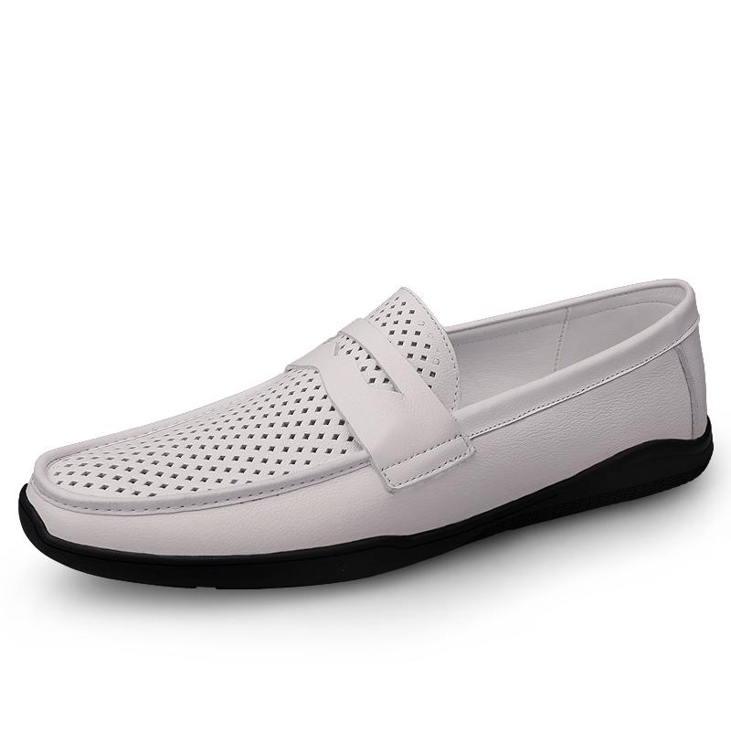

Высококачественные мужские повседневные лоферы из натуральной кожи, мужские роскошные брендовые лоферы, мокасины, летняя роскошная белая обувь без застежек 44