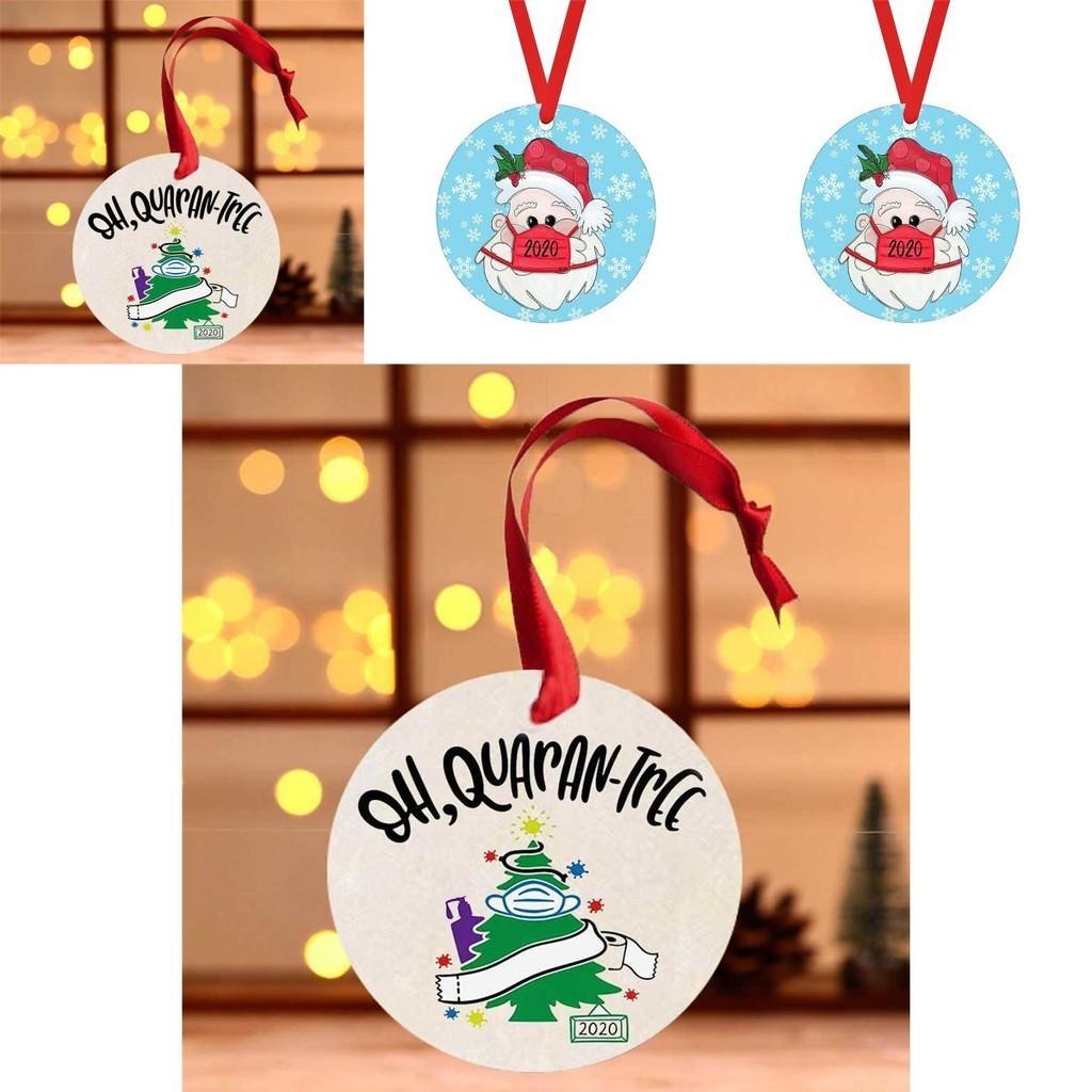 Unique Personalized Quarantine Christmas Tree Ornament 2020 Wooden Circular Keepsake