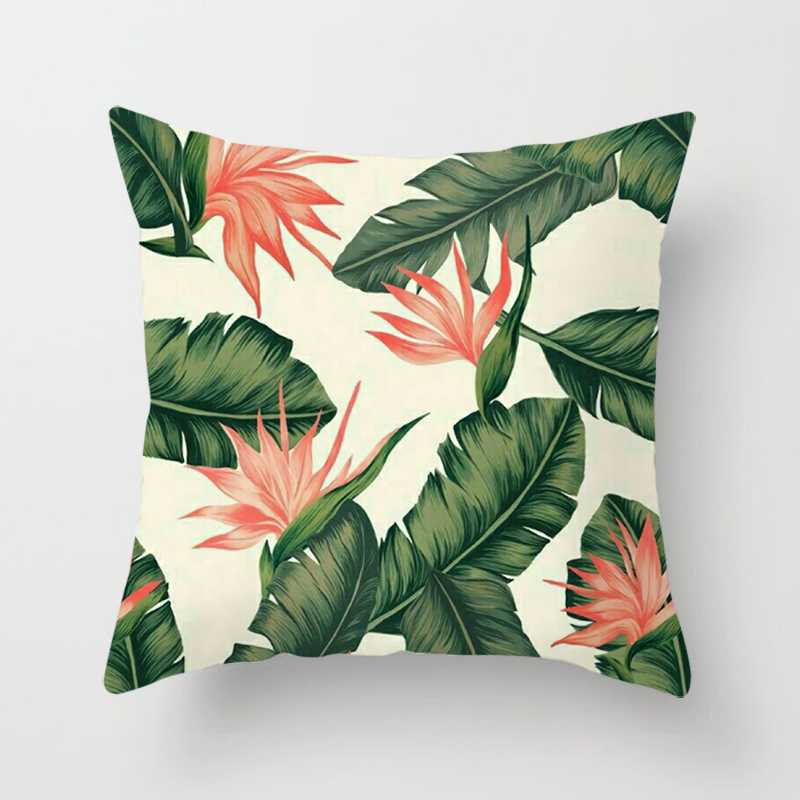 Summer Decor Pillow Cushion Cover Palm Leaf Green Home Decor Pillow Cover Tropical Plant Cactus Monstera