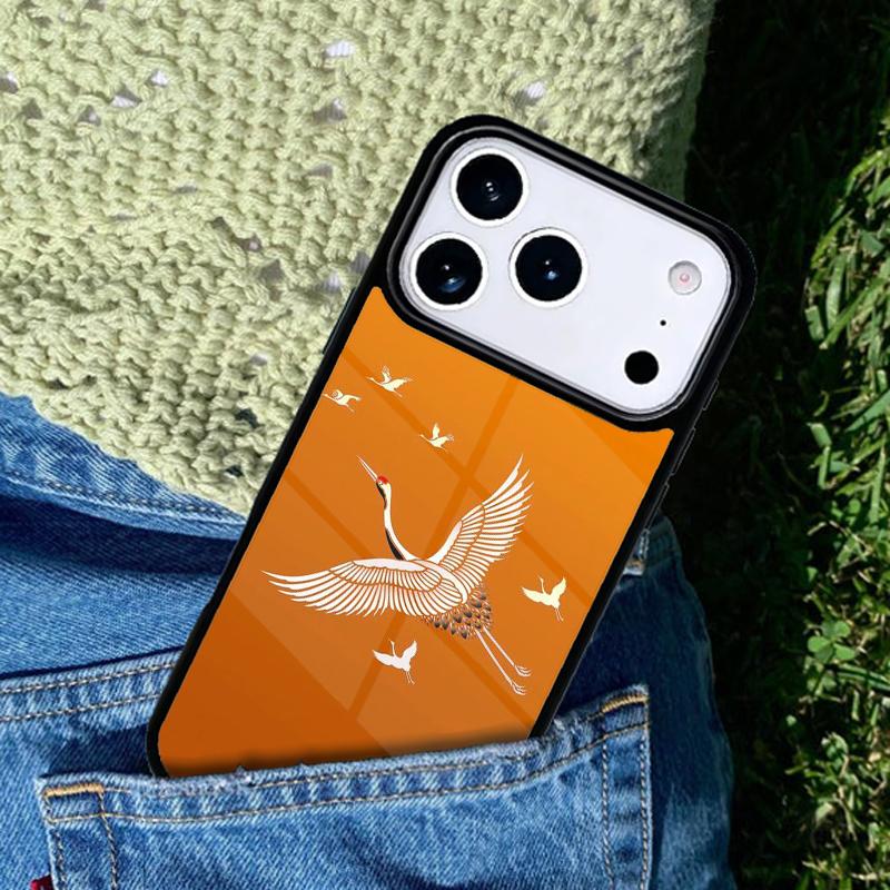 Red-crowned Crane Bird Soft Phone Case For iPhone 17 AIR 16 Pro Max 15 14 Pro 11 12 13 Shockproof Silicone Cover