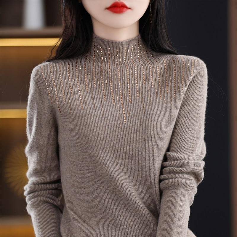 Women's Cashmere Sweater Qinghe Cashmere 30% Cashmere 70% Wool Women's Autumn and Winter Cashmere Pullover Soft and Warm
