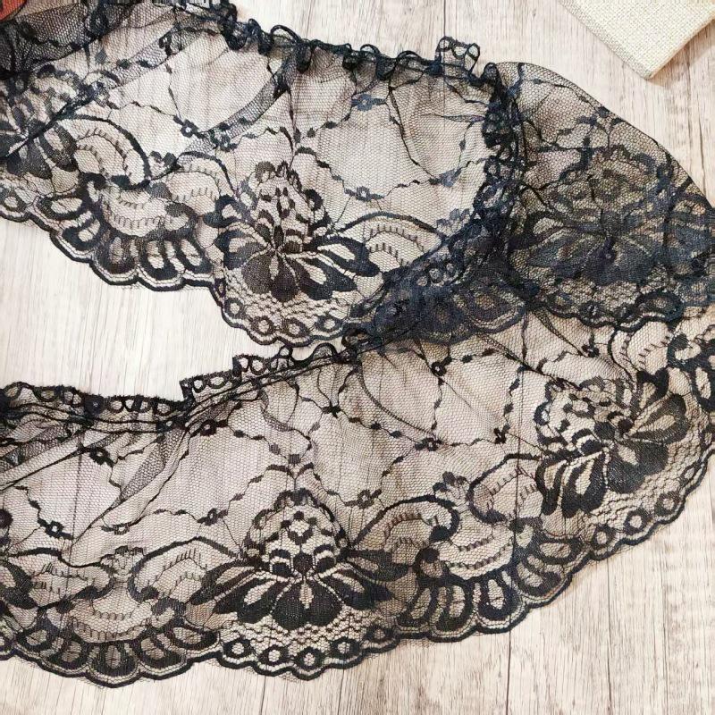 Renda Jacquard Preta de 16cm de Largura para Vestido de Banquete com Manga Sino DIY e Pijama Sexy