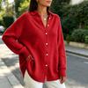 Cardigan da donna a maniche lunghe con bottoni frontali e colletto a revers, maglieria colorata per esterni