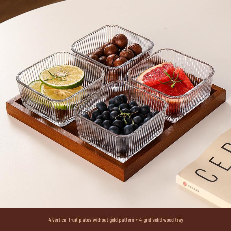 Japanese-Style Glass Fruit and Snack Plate for Living Room Coffee Table