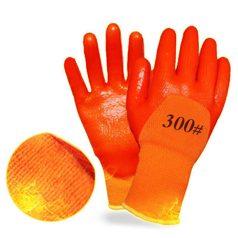Fleece-Lined Waterproof Winter Work Gloves - Rubberized, Wear-Resistant, Men’s Labor Protection.