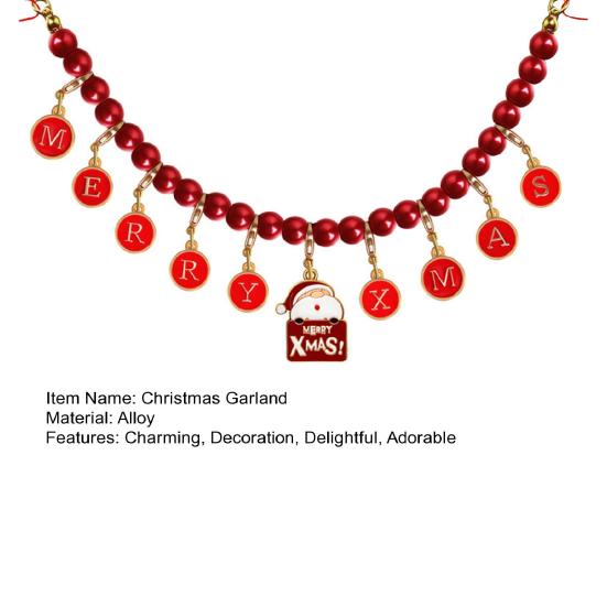 Christmas Bead Garland Merry Christmas Holiday Bunting Garland Vintage Enamel Bead Decoration for Home Tree Decor