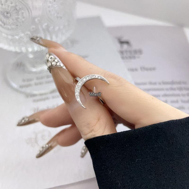 Adjustable Star and Moon Open Ring - Trendy Crescent Moon Index Finger Jewelry for Women
