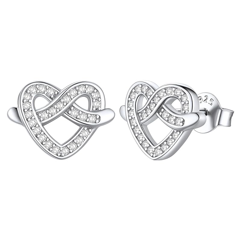 

[ChicSilver] heart earrings ladies Popularity silver 925 zirconia pave infinity knot accessories