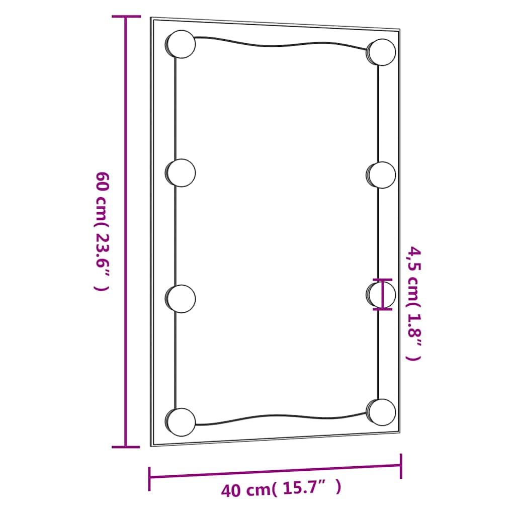 Wall Mirror with LED Lights 40x60 cm Rectangular Glass