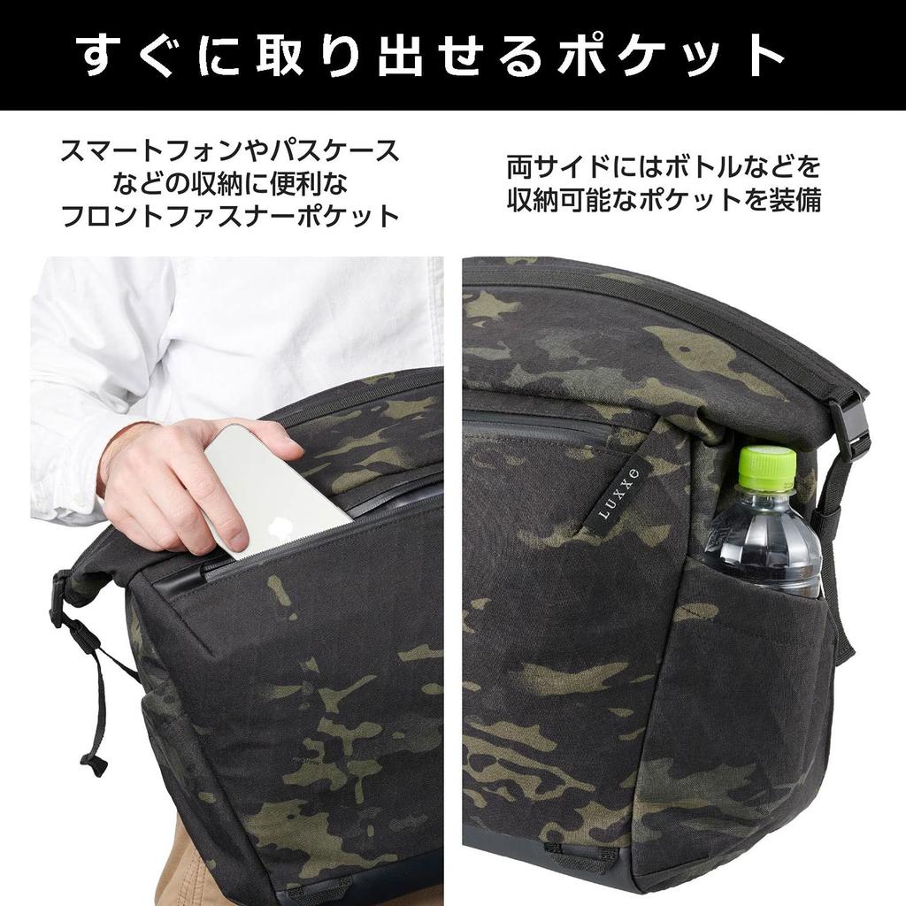 HAKUBA LUXXe Field Shoulder Bag 18L Black Camo Camera Shoulder Bag with Material and YKK Zippers Roll-Top (AMZSLX-FRSB18BC) - High-Performance X-Pac -