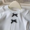 Girls' Korean Style Bow Long Sleeve Top for Autumn & Spring - BQB005