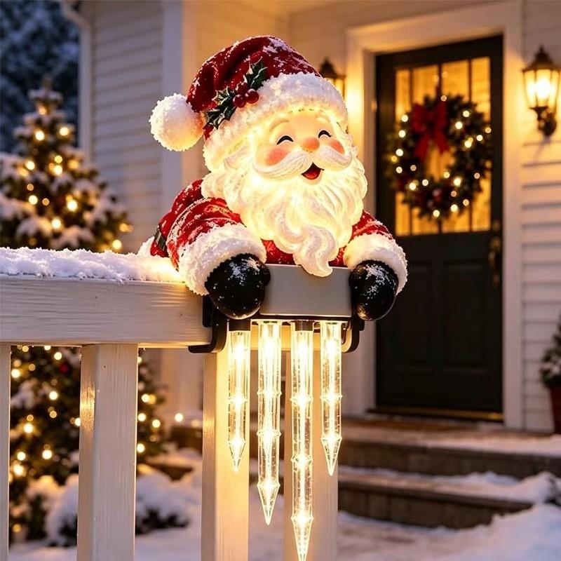 Winterglow Snowman Reindeer Solar Icicle Light Decor For Christmas Holiday Home Yard Scene