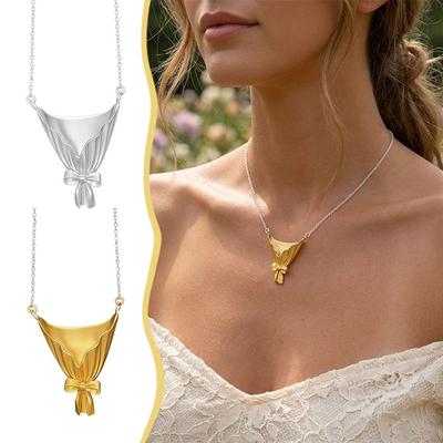 Silbernes Blumenstrauß-Halskette Schleifenknoten Schlüsselbein-Kette Neue Blumen-Einlage-Halskette Geschenk