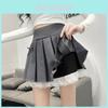 Solid Color Pleated Skirt With Bow Knot And Lace Trim For Summer College Style Women