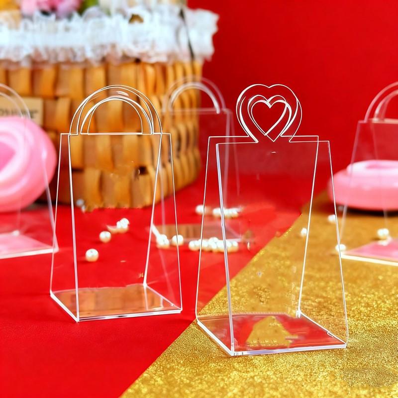 13 Piece Birthday Party Transparent Wedding Hand Box Acrylic Luxury Triangle Present Box Valentine's Day Gift Boxes Sugar Basket