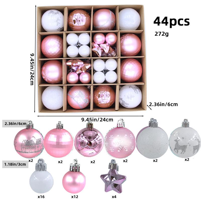 6CM Electroplated Irregular Painted Christmas Ball Ornaments Gift Box Set - Tree Hanging Decorations