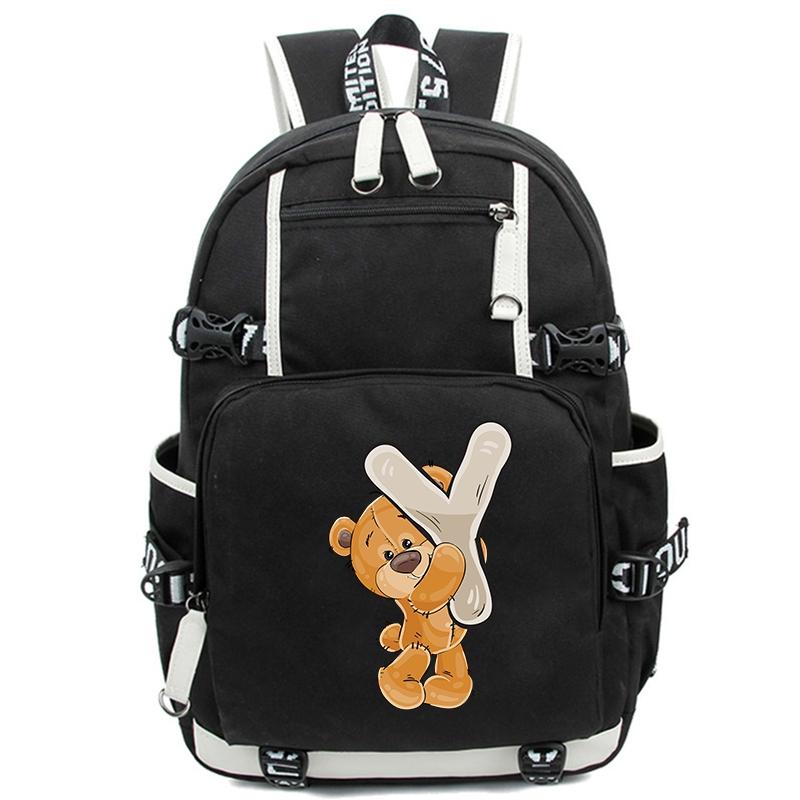 Little Bear 26 Englische Buchstaben Student Junge Mädchen Schulranzen Rucksack Kinder Teenager Cartoon Bagpack Wasserdichte Schultasche