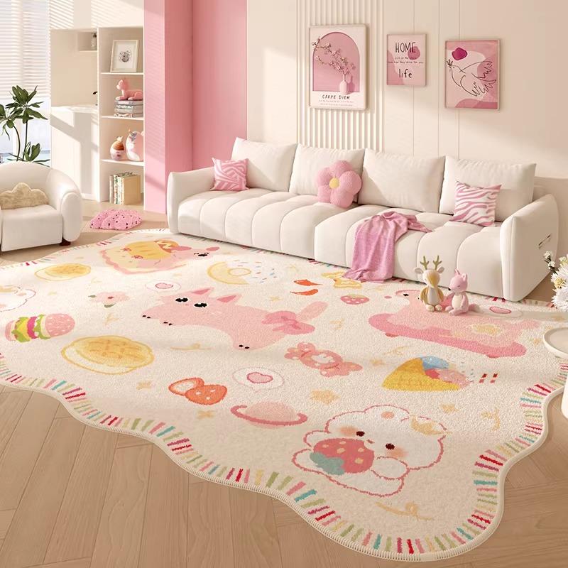 Carpet for Living Room Soft Fluffy Comfortable Floor Mat Cute Cartoon Pink Rug Large Size Rugs Sweet Girl Home Decoration