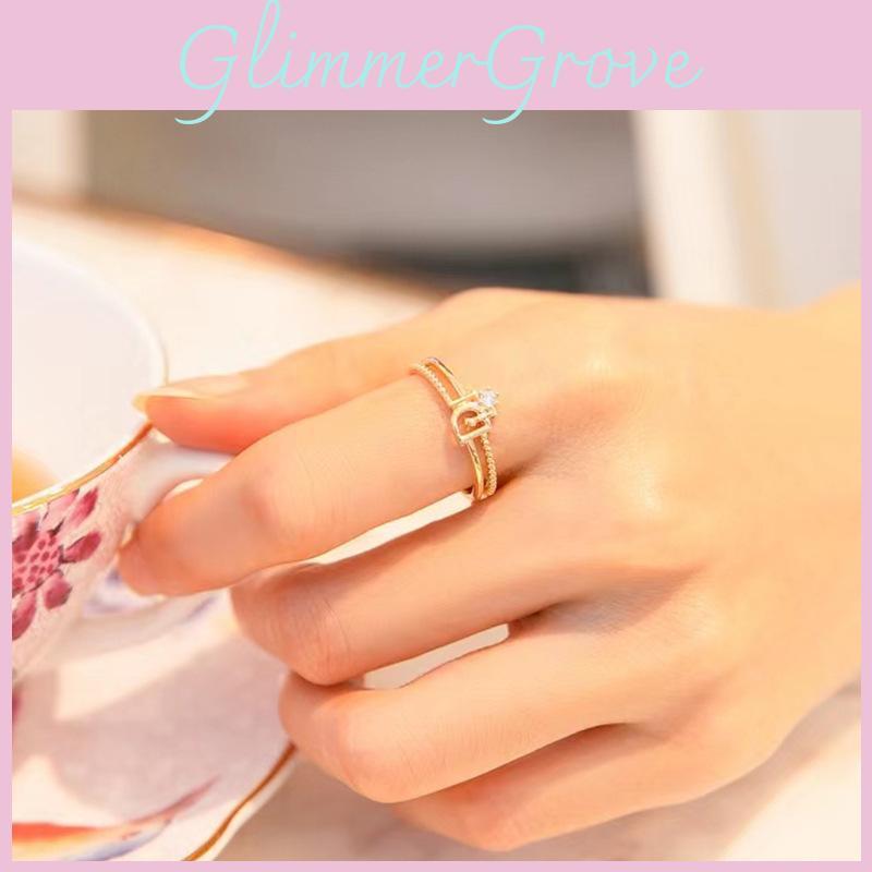 Dring Adjustable Unique For Women Crafted From Brass With Glittering Details Rhinestone