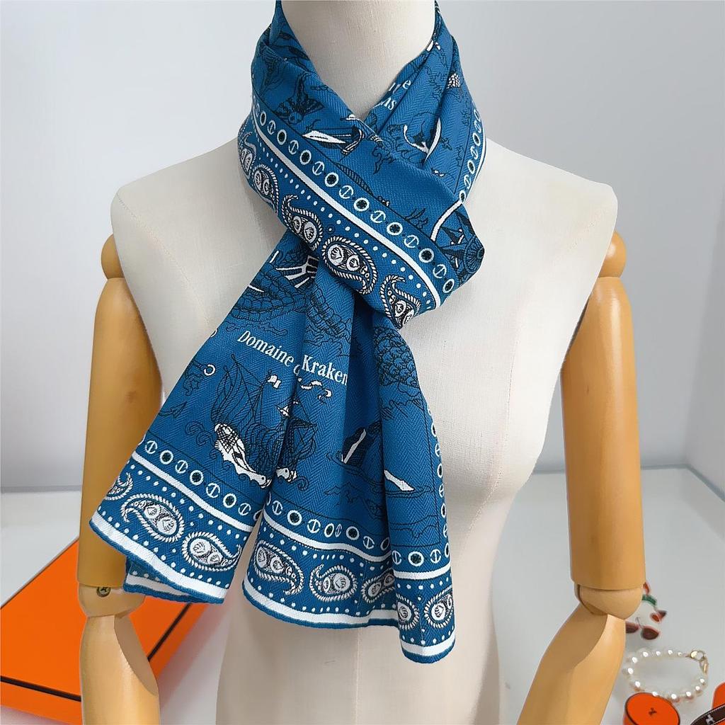 Herringbone Velvet Scarf: Winter, Versatile, Thickened, Hand-Rolled Edges, Small & Long