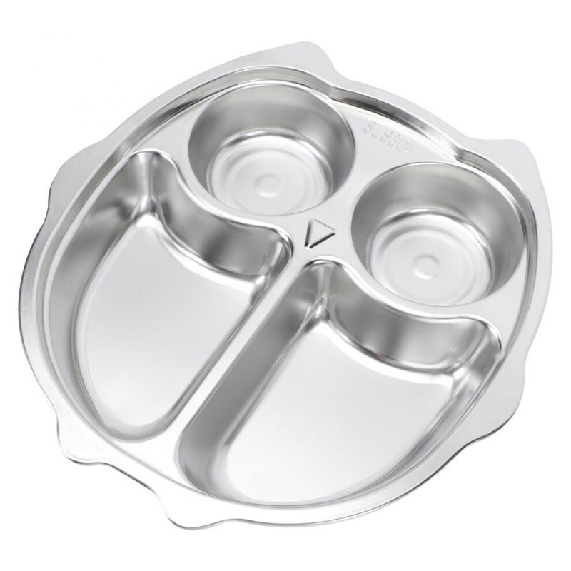 Stainless Steel Snack Plate Toddlers Divided Silver 1pc
