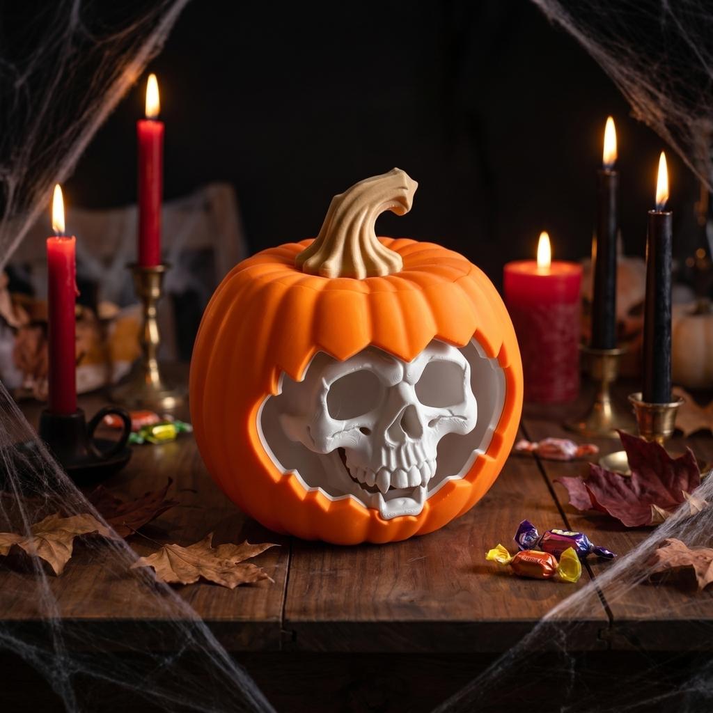 Halloween Süßigkeitenglas Kürbis Totenkopf Design Dekorativer Behälter für Partygebrauch Langlebiges Kunststoffmaterial Geeignet für Innen- und Außendekoration