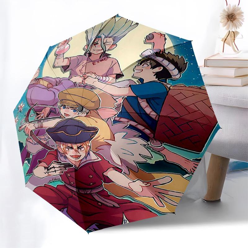 1pc Outdoor Umbrella with Anime Characters | Automatic Opening & Closing | Portable 3-Fold Design | 8-Rib Iron Frame | Perfect Gift for Fans, Tra