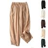 Modische 9-Zoll-Locker geschnittene Baumwoll-Leinenhose mit Taschen und elastischem Bund
