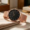 Herren Mesh-Armbanduhr Minimalistische Quarz-Analog-Uhr Einfaches rundes Zifferblatt Armbanduhr für Business Büro Freizeit