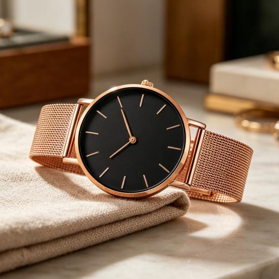 Herren Mesh-Armbanduhr Minimalistische Quarz-Analog-Uhr Einfaches rundes Zifferblatt Armbanduhr für Business Büro Freizeit