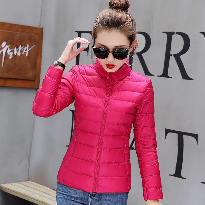 Female Warm Down Jacket Women's Light Down Jacket Short Slim Stand Collar Coat
