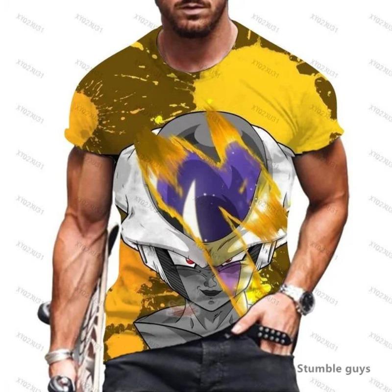 2026 Summer Men's Quick Drying 3D Dragon Ball T-shirt Short Sleeved Youth Cartoon Youth Printed Round Neck T-shirt