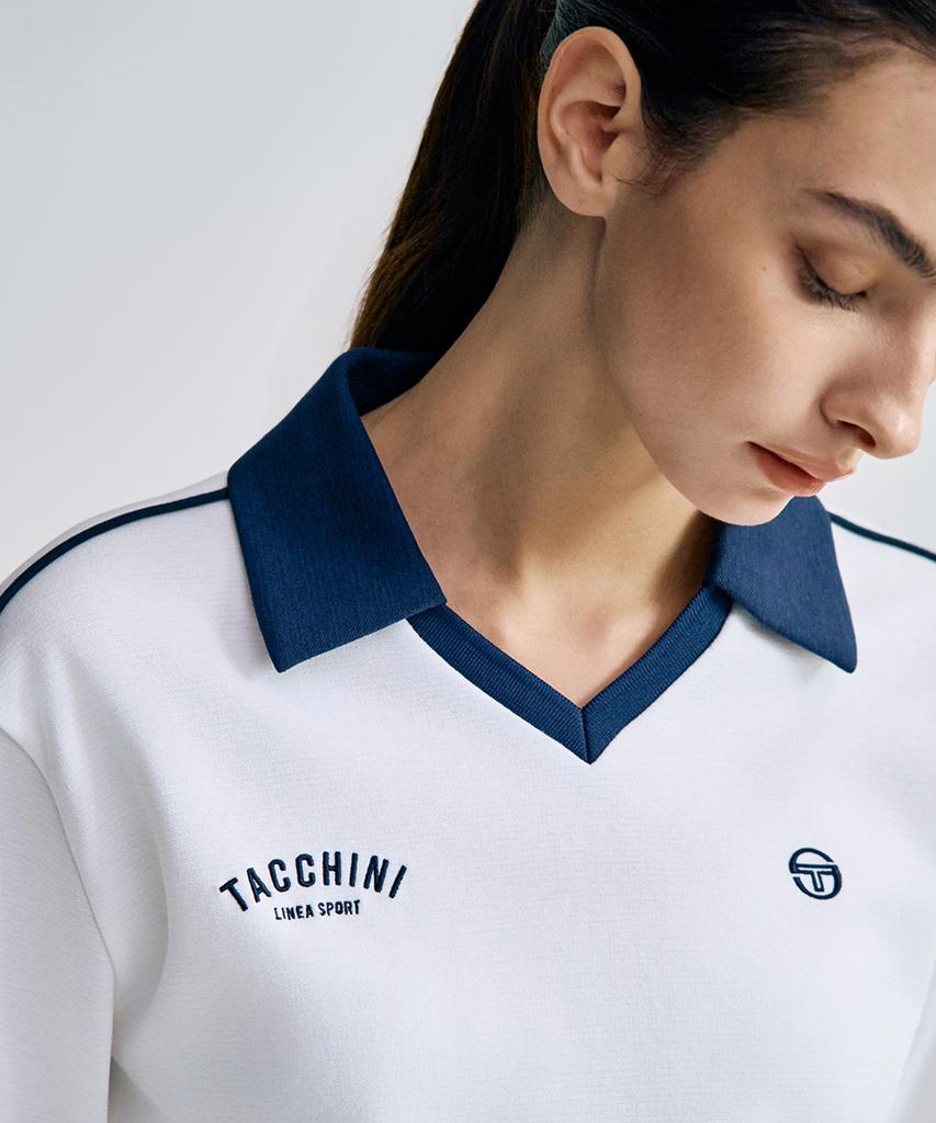 SERGIO TACCHINI W Double Knit V-Neck Long Sleeve Polo