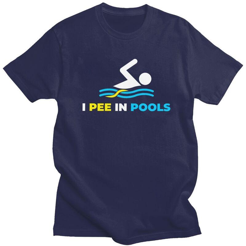 Individuelles Mode Lustiges Schwimmen Ich Pisse in Pools T-Shirt Herren Kurzarm-T-Shirts Streetwear Tee 100% Baumwolle Übergroßes T-Shirt Geschenk