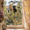 Whimsical Bat And Black Cat Decor Halloween Acrylic Wind Chime Pendant, Crystal Suncatcher Hanging Ornaments, Decorative Chimes Outdoor Window